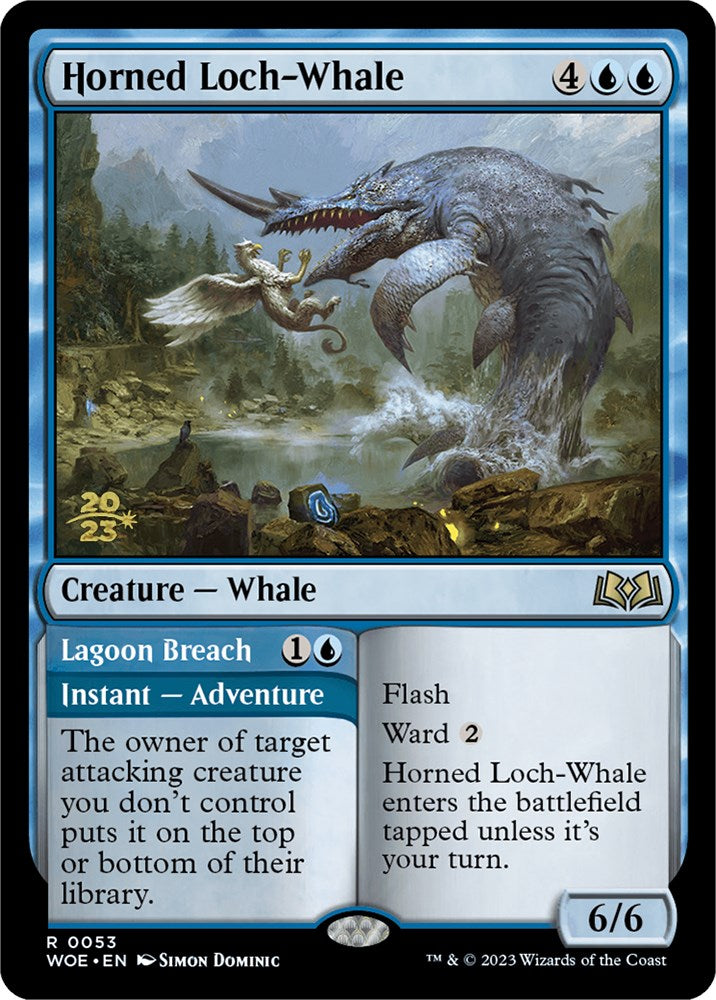 Horned Loch-Whale // Lagoon Breach [Wilds of Eldraine Prerelease Promos] | Chromatic Games