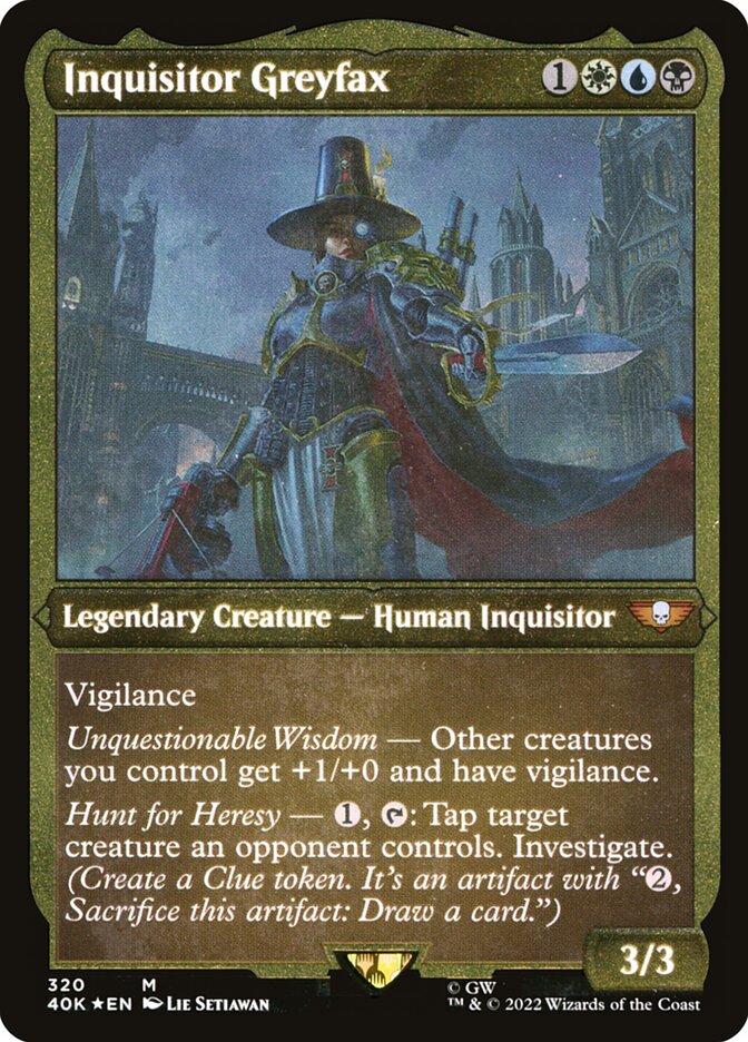 Inquisitor Greyfax (Display Commander) (Etched Foil) [Warhammer 40,000] | Chromatic Games