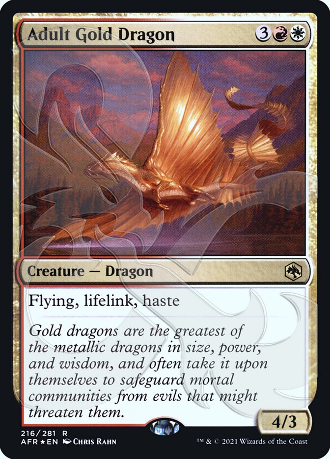 Adult Gold Dragon (Ampersand Promo) [Dungeons & Dragons: Adventures in the Forgotten Realms Promos] | Chromatic Games