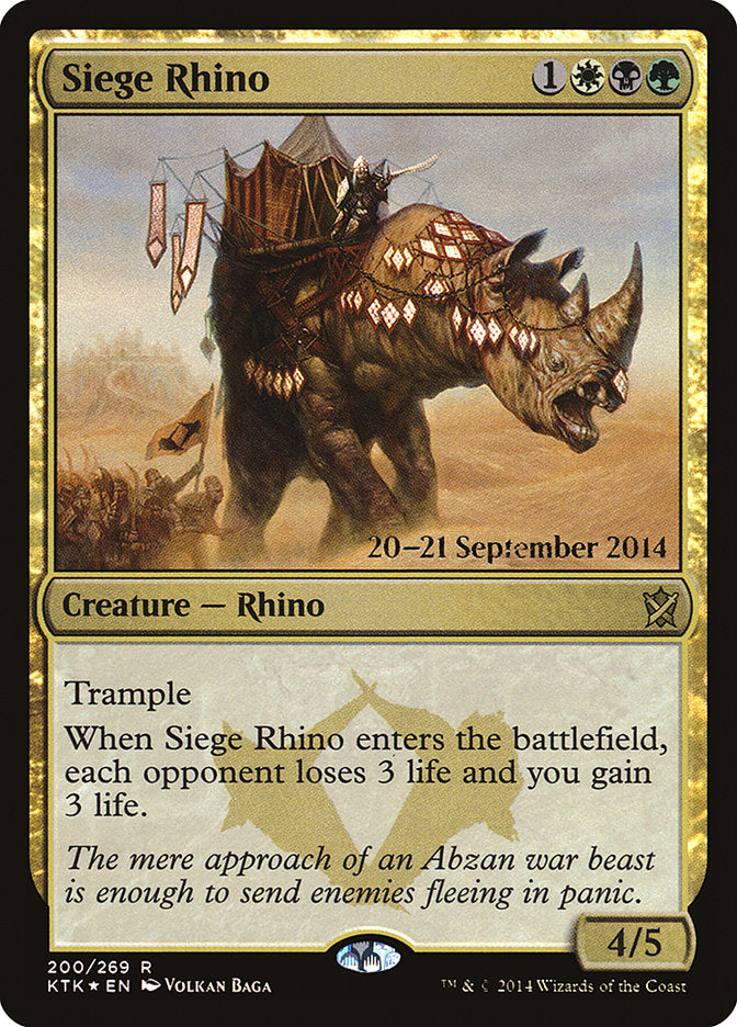 Siege Rhino [Khans of Tarkir Prerelease Promos] | Chromatic Games