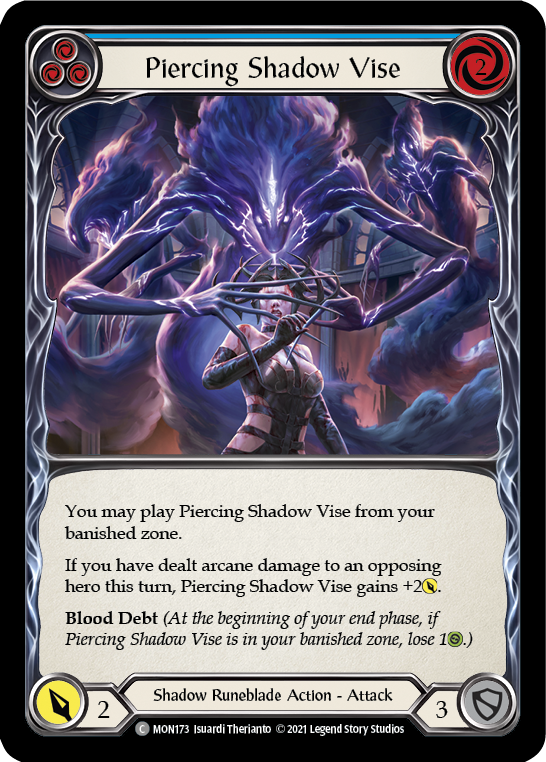 Piercing Shadow Vise (Blue) [MON173-RF] (Monarch)  1st Edition Rainbow Foil | Chromatic Games