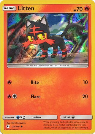 Litten (24/149) (Water Web Holo) [Sun & Moon: Base Set] | Chromatic Games