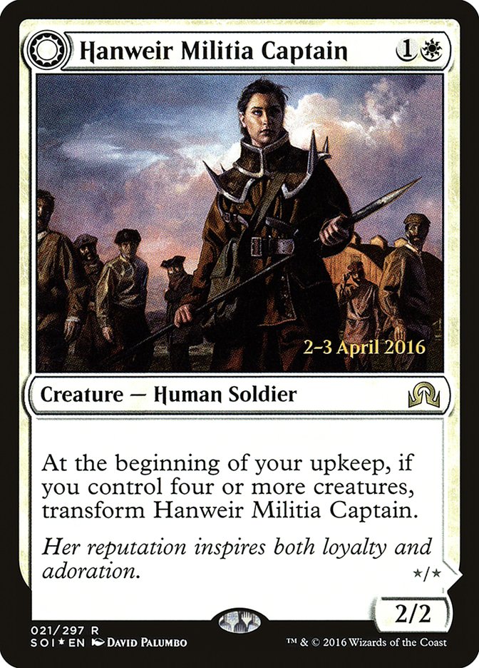 Hanweir Militia Captain // Westvale Cult Leader [Shadows over Innistrad Prerelease Promos] | Chromatic Games