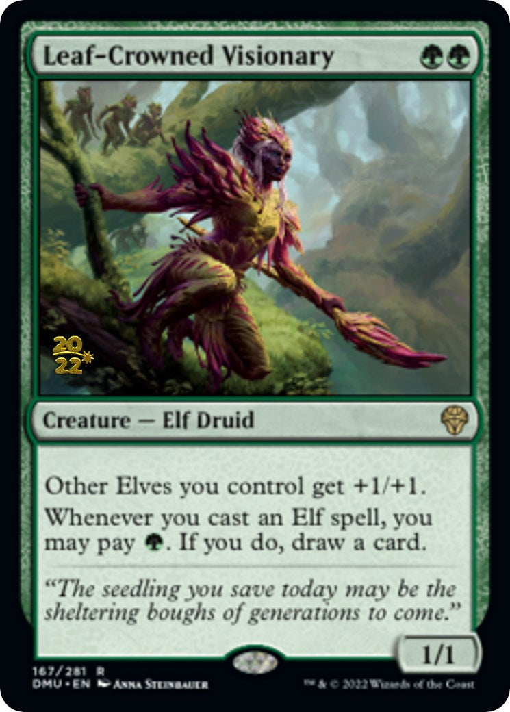 Leaf-Crowned Visionary [Dominaria United Prerelease Promos] | Chromatic Games