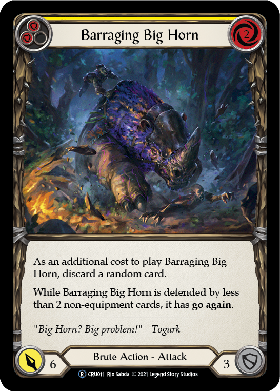 Barraging Big Horn (Yellow) [U-CRU011] (Crucible of War Unlimited)  Unlimited Rainbow Foil | Chromatic Games