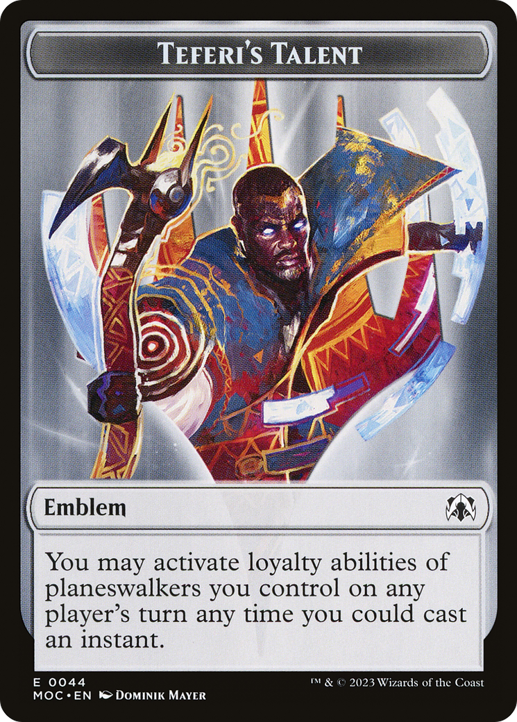 First Mate Ragavan // Teferi's Talent Emblem Double-Sided Token [March of the Machine Commander Tokens] | Chromatic Games