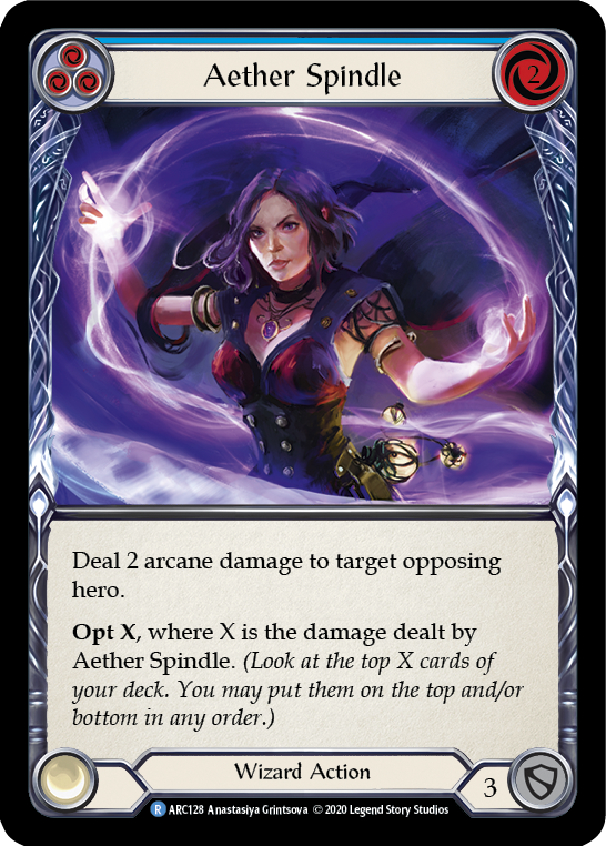 Aether Spindle (Blue) [U-ARC128] (Arcane Rising Unlimited)  Unlimited Rainbow Foil | Chromatic Games