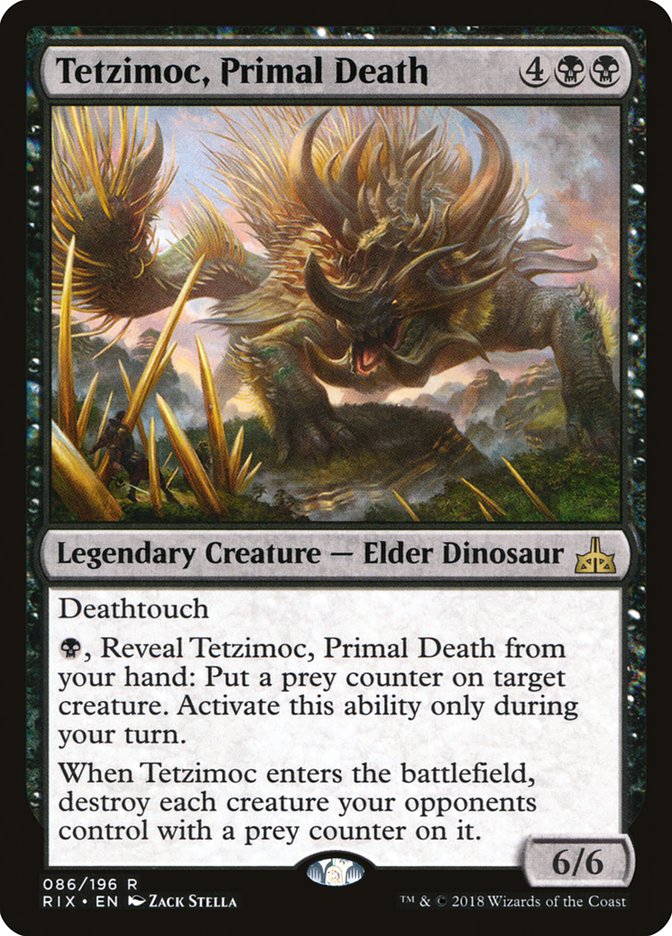 Tetzimoc, Primal Death [Rivals of Ixalan] | Chromatic Games