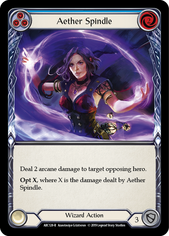 Aether Spindle (Blue) [ARC128-R] (Arcane Rising)  1st Edition Rainbow Foil | Chromatic Games