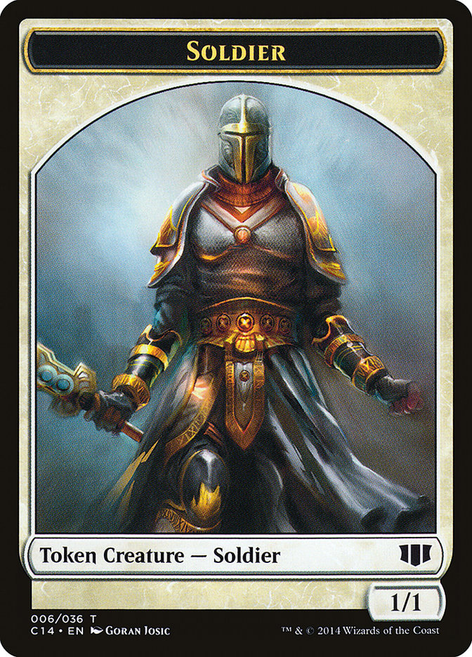 Soldier // Spirit Double-Sided Token [Commander 2014 Tokens] | Chromatic Games