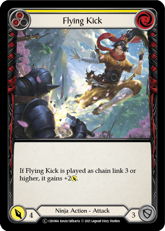 Flying Kick (Yellow) [U-CRU064] (Crucible of War Unlimited)  Unlimited Rainbow Foil | Chromatic Games