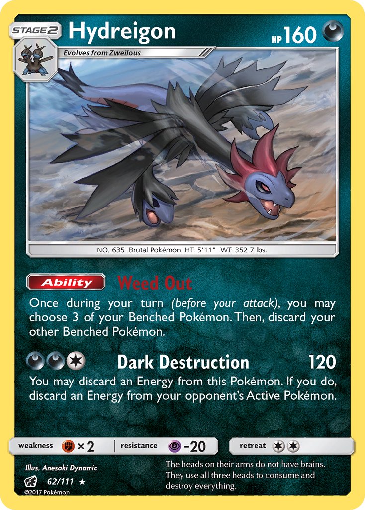 Hydreigon (62/111) (Cracked Ice Holo) (Theme Deck Exclusive) [Sun & Moon: Crimson Invasion] | Chromatic Games