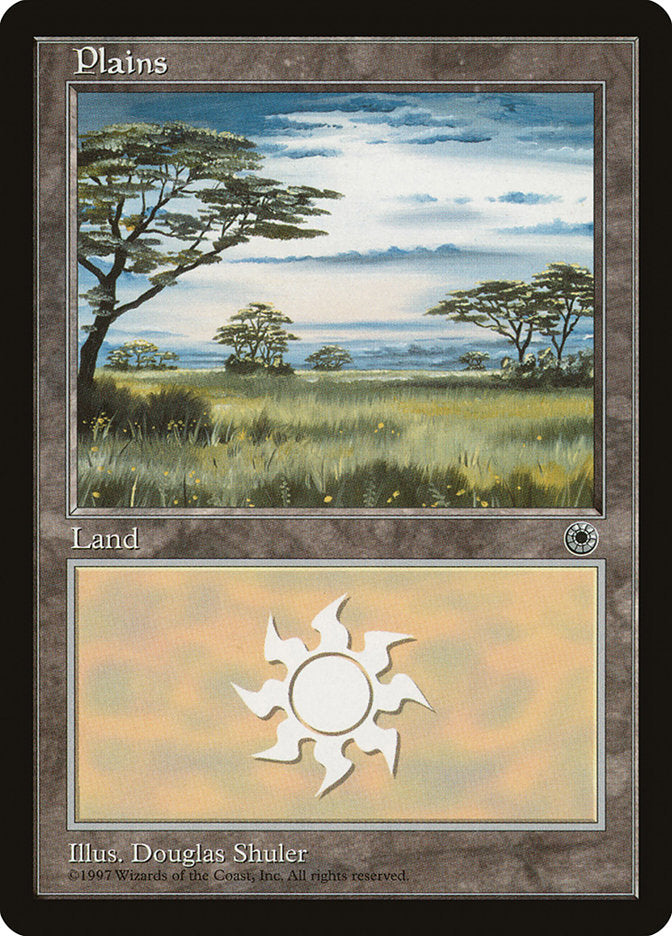 Plains (Yellow Flowers in Grass / Long Dark Cloud in Center) [Portal] | Chromatic Games