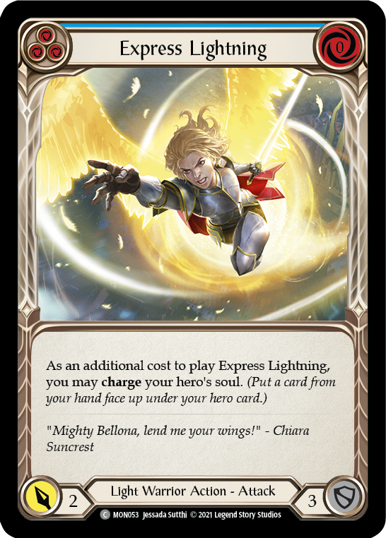 Express Lightning (Blue) [MON053-RF] (Monarch)  1st Edition Rainbow Foil | Chromatic Games