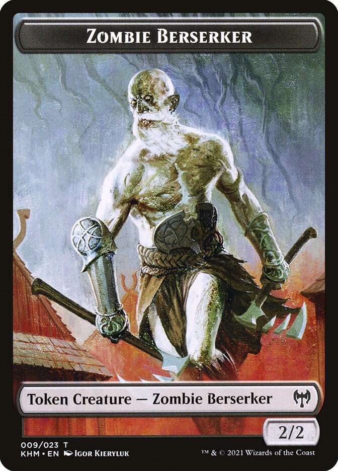 Treasure // Zombie Berserker Double-Sided Token [Kaldheim Tokens] | Chromatic Games