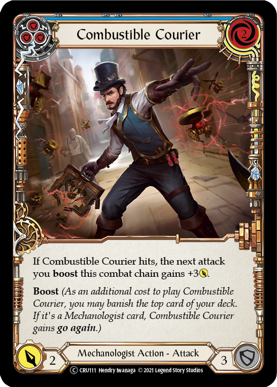 Combustible Courier (Blue) [U-CRU111] (Crucible of War Unlimited)  Unlimited Rainbow Foil | Chromatic Games