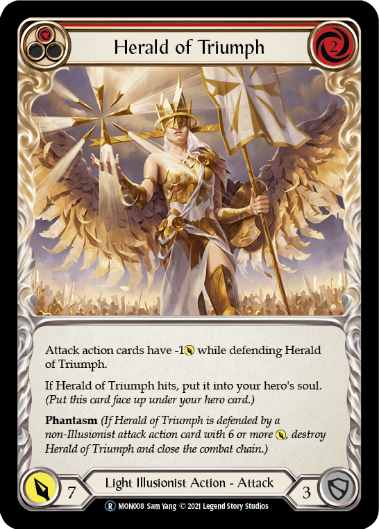 Herald of Triumph (Red) [U-MON008-RF] (Monarch Unlimited)  Unlimited Rainbow Foil | Chromatic Games