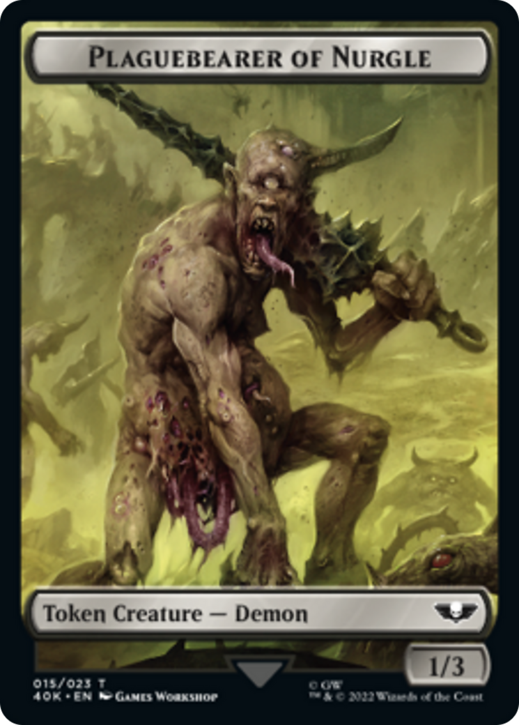 Spawn // Plaguebearer of Nurgle Double-Sided (Surge Foil) [Warhammer 40,000 Tokens] | Chromatic Games