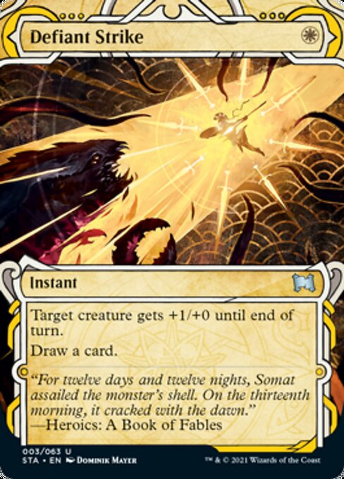 Defiant Strike (Foil Etched) [Strixhaven: School of Mages Mystical Archive] | Chromatic Games