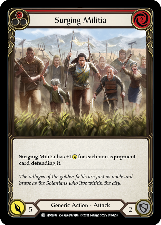 Surging Militia (Red) [MON287-RF] (Monarch)  1st Edition Rainbow Foil | Chromatic Games