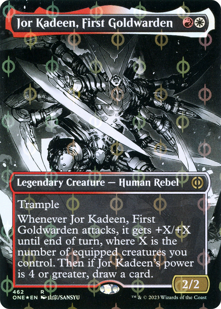 Jor Kadeen, First Goldwarden (Borderless Manga Step-and-Compleat Foil) [Phyrexia: All Will Be One] | Chromatic Games