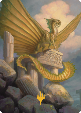 Ancient Gold Dragon Art Card (05) (Gold-Stamped Signature) [Commander Legends: Battle for Baldur's Gate Art Series] | Chromatic Games