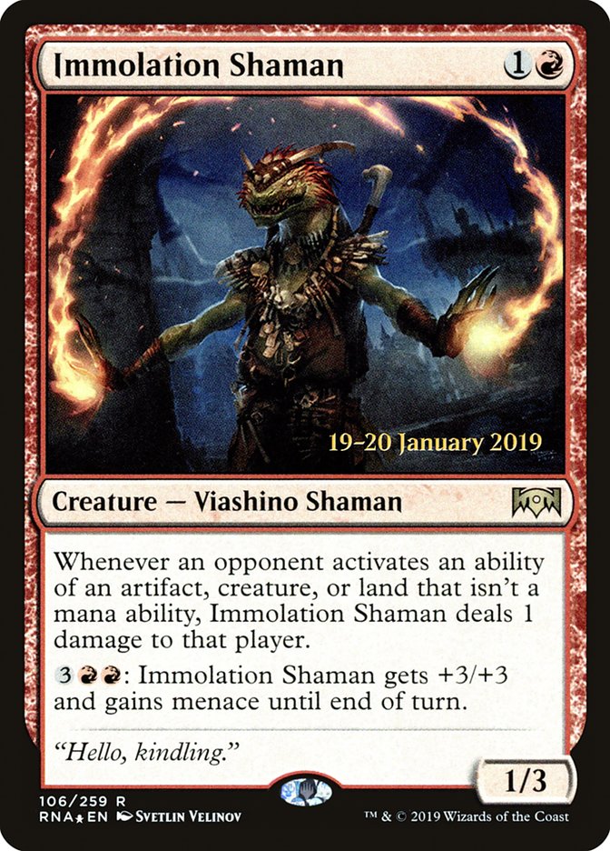 Immolation Shaman [Ravnica Allegiance Prerelease Promos] | Chromatic Games