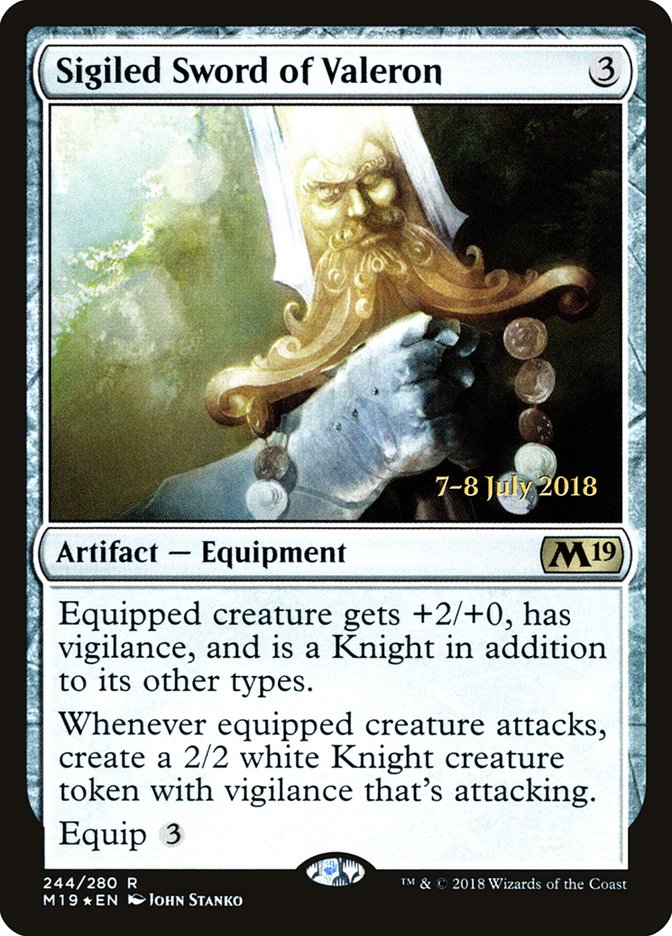 Sigiled Sword of Valeron [Core Set 2019 Prerelease Promos] | Chromatic Games