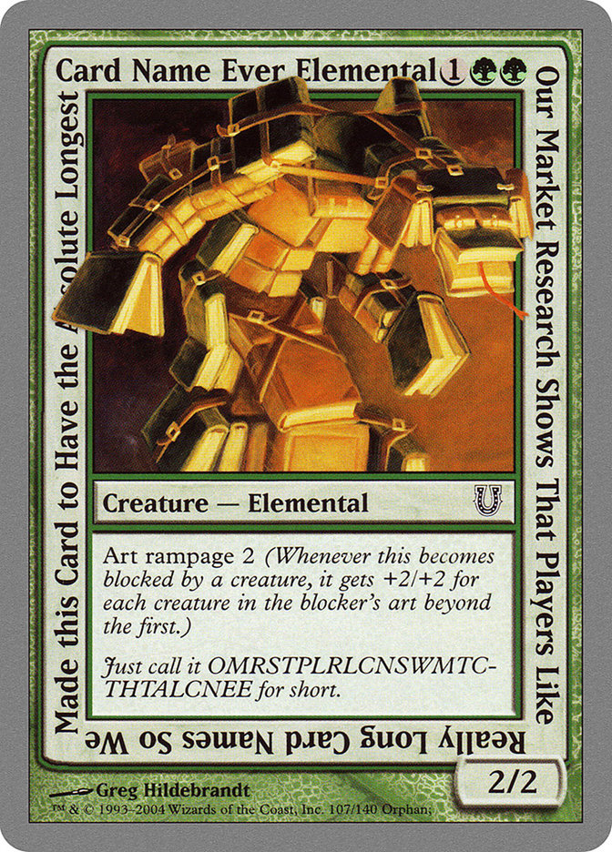 Our Market Research Shows That Players Like Really Long Card Names So We Made this Card to Have the Absolute Longest Card Name Ever Elemental [Unhinged] | Chromatic Games