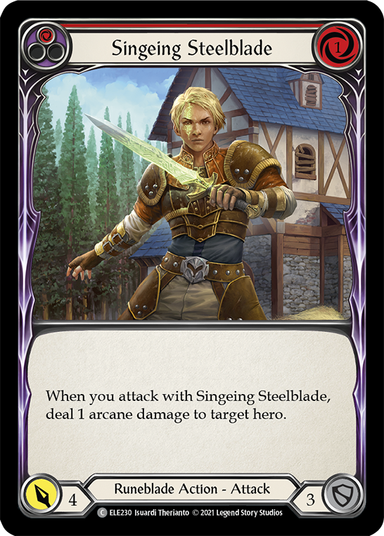 Singeing Steelblade (Red) [ELE230] (Tales of Aria)  1st Edition Rainbow Foil | Chromatic Games