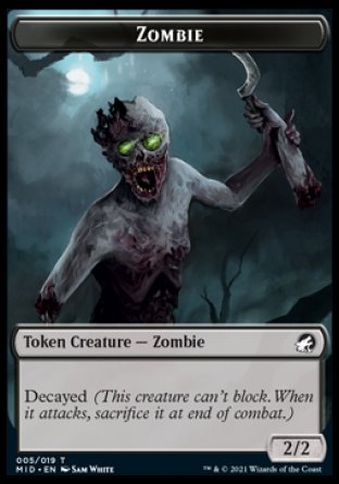 Zombie (005) // Clue Double-Sided Token [Innistrad: Midnight Hunt Tokens] | Chromatic Games