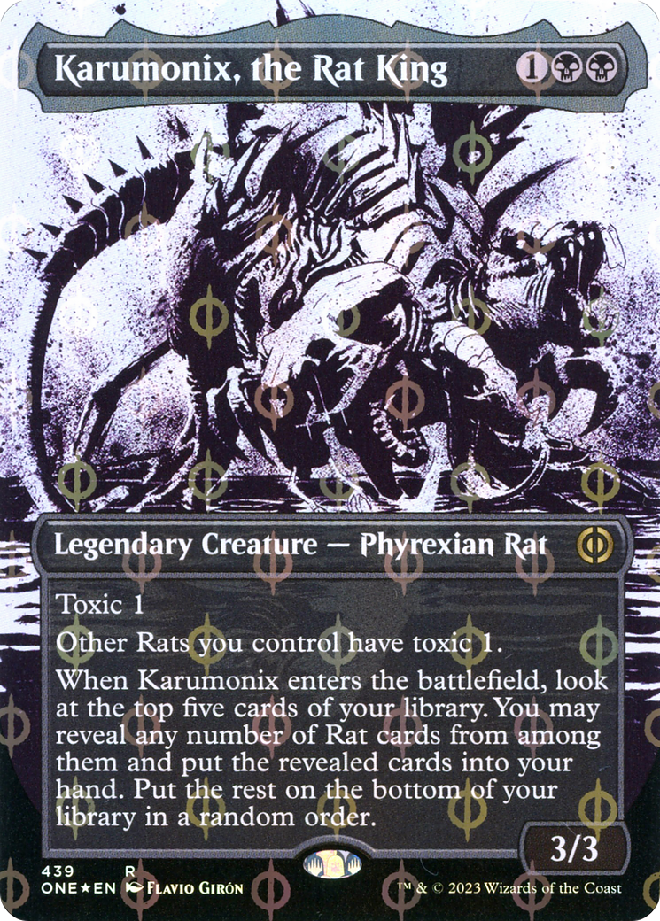 Karumonix, the Rat King (Borderless Ichor Step-and-Compleat Foil) [Phyrexia: All Will Be One] | Chromatic Games