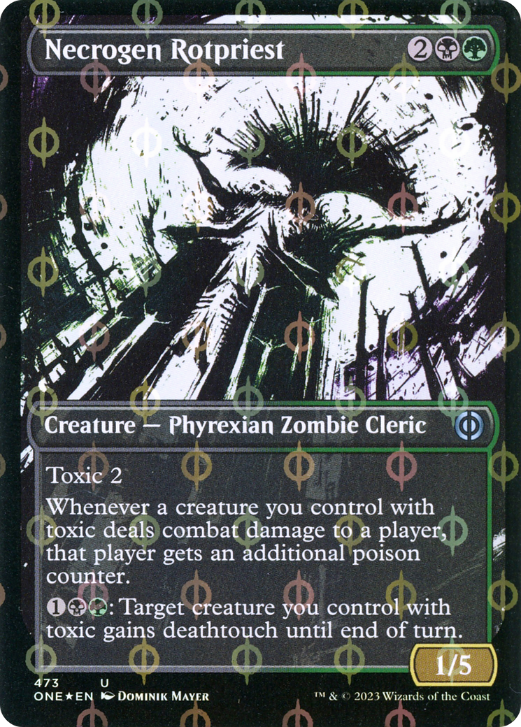 Necrogen Rotpriest (Borderless Ichor Step-and-Compleat Foil) [Phyrexia: All Will Be One] | Chromatic Games