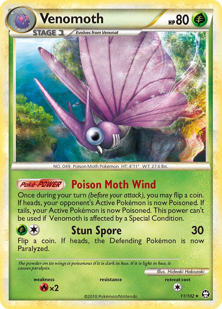 Venomoth (11/102) (Theme Deck Exclusive) [HeartGold & SoulSilver: Triumphant] | Chromatic Games