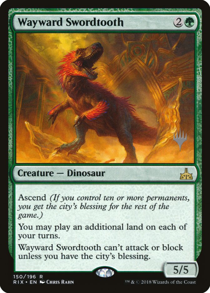 Wayward Swordtooth (Promo Pack) [Rivals of Ixalan Promos] | Chromatic Games