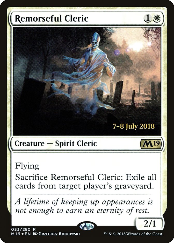 Remorseful Cleric [Core Set 2019 Prerelease Promos] | Chromatic Games