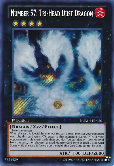 Number 57: Tri-Head Dust Dragon [NUMH-EN030] Secret Rare | Chromatic Games