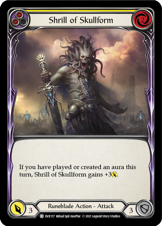 Shrill of Skullform (Yellow) [EVR117] (Everfest)  1st Edition Rainbow Foil | Chromatic Games