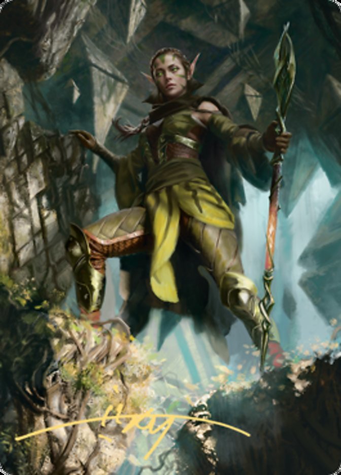 Nissa of Shadowed Boughs 1 Art Card (Gold-Stamped Signature) [Zendikar Rising Art Series] | Chromatic Games