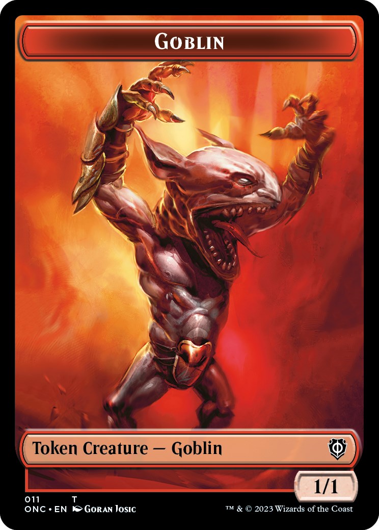 Rebel // Goblin Double-Sided Token [Phyrexia: All Will Be One Commander Tokens] | Chromatic Games