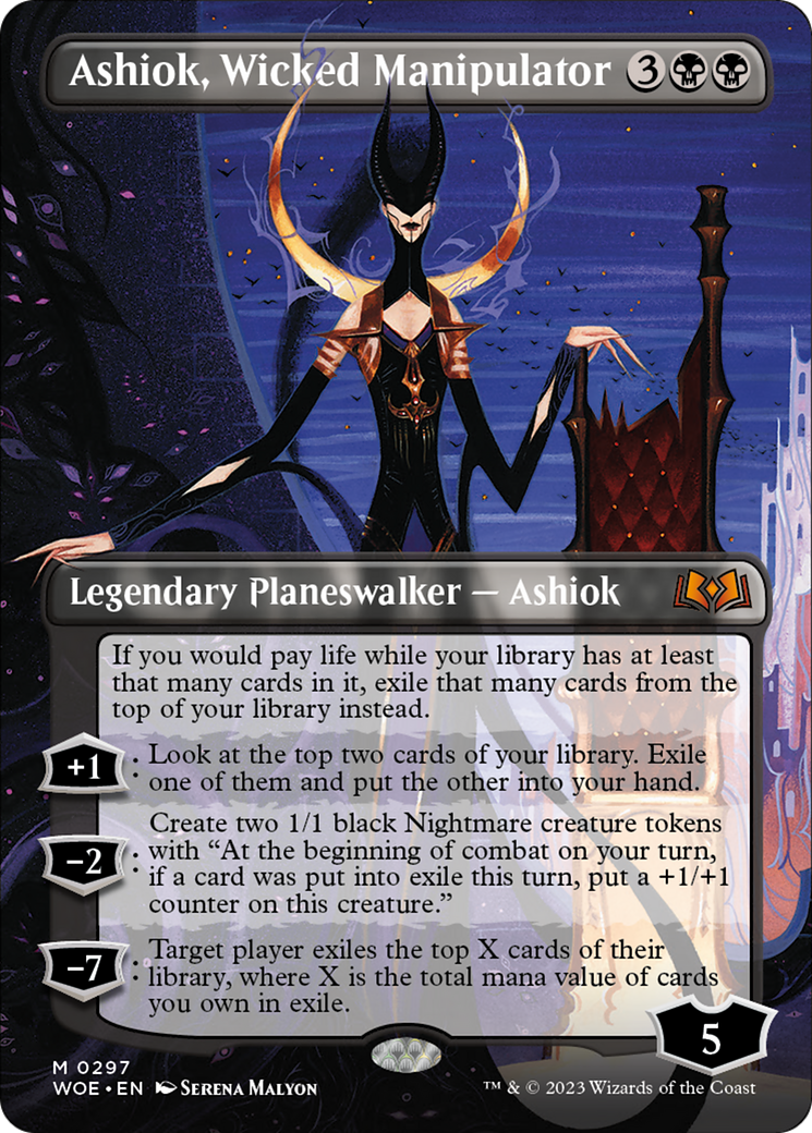 Ashiok, Wicked Manipulator (Borderless Alternate Art) [Wilds of Eldraine] | Chromatic Games