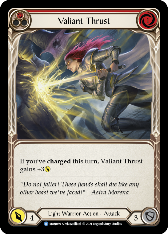 Valiant Thrust (Red) [MON039-RF] (Monarch)  1st Edition Rainbow Foil | Chromatic Games