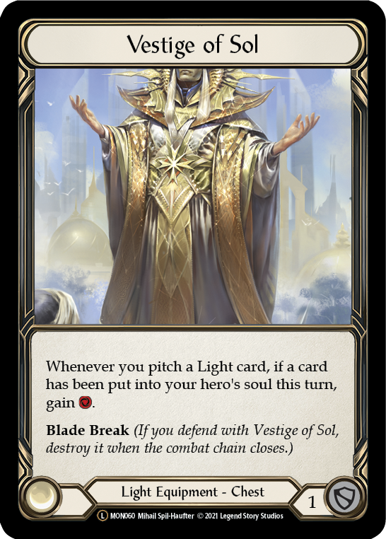 Vestige of Sol [U-MON060-RF] (Monarch Unlimited)  Unlimited Rainbow Foil | Chromatic Games