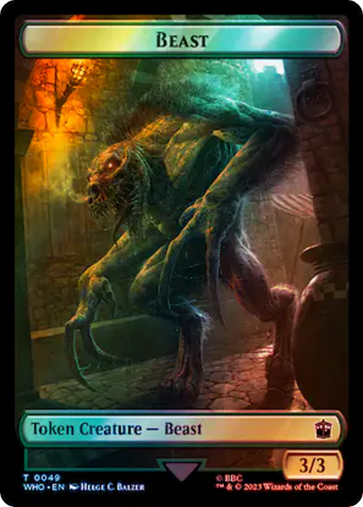 Soldier // Beast Double-Sided Token (Surge Foil) [Doctor Who Tokens] | Chromatic Games