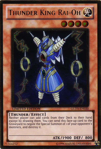 Thunder King Rai-Oh [GLD3-EN020] Gold Rare | Chromatic Games