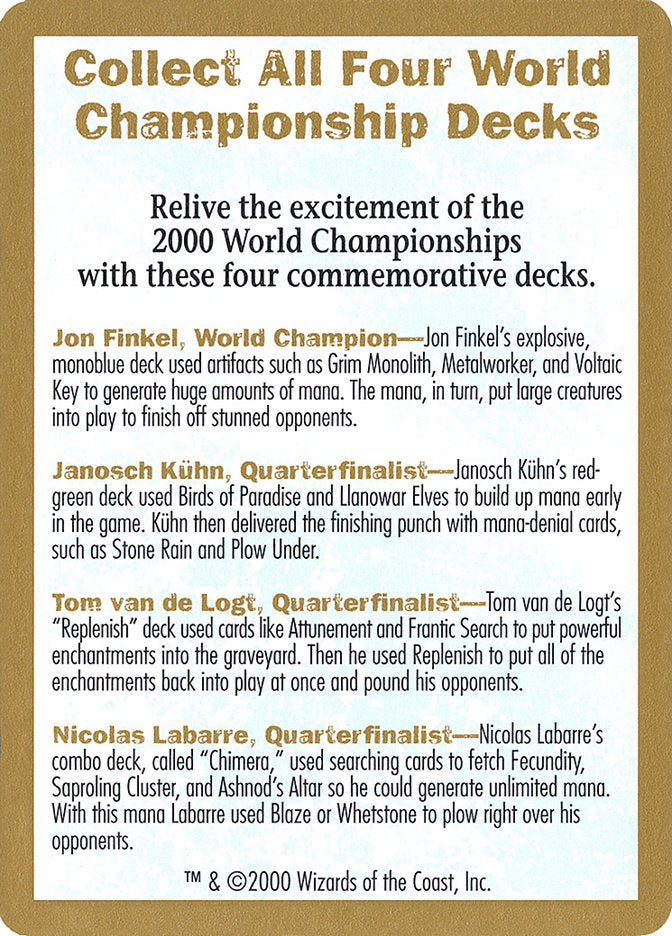 2000 World Championships Ad [World Championship Decks 2000] | Chromatic Games