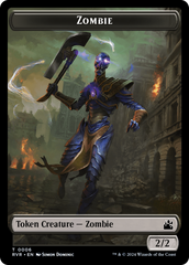 Elf Knight // Zombie Double-Sided Token [Ravnica Remastered Tokens] | Chromatic Games