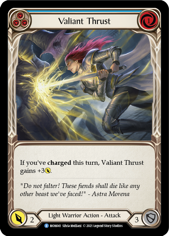 Valiant Thrust (Blue) [MON041-RF] (Monarch)  1st Edition Rainbow Foil | Chromatic Games