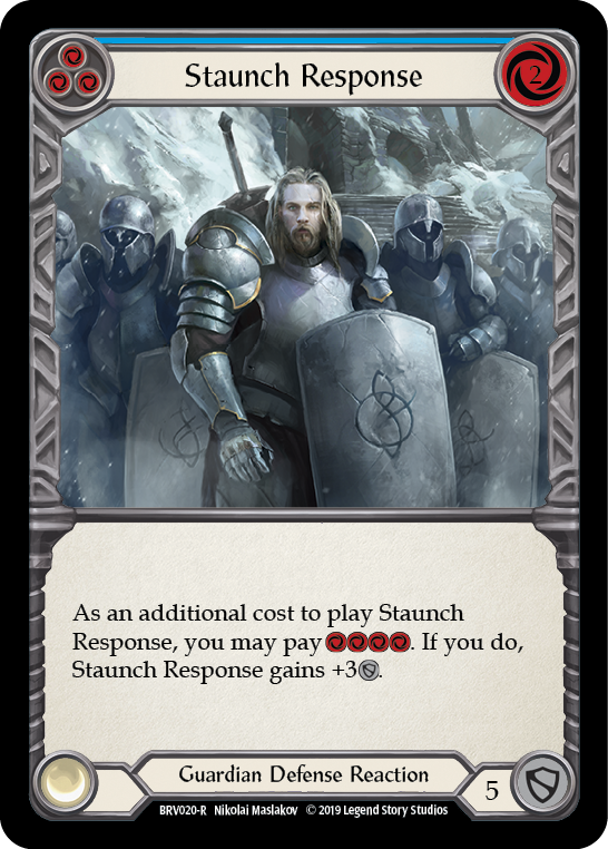 Staunch Response (Blue) [BVO020-R] (Bravo Hero Deck)  1st Edition Normal | Chromatic Games