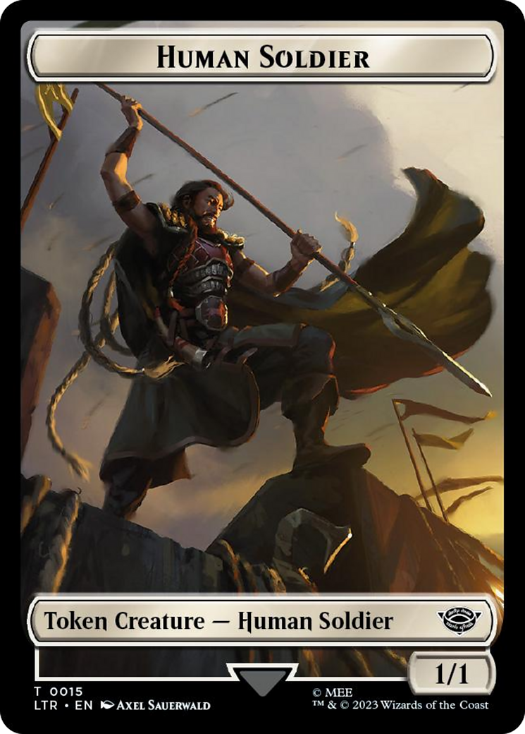 Human Soldier (0015) // Food (0024) Double-Sided Token (Surge Foil) [The Lord of the Rings: Tales of Middle-Earth Tokens] | Chromatic Games